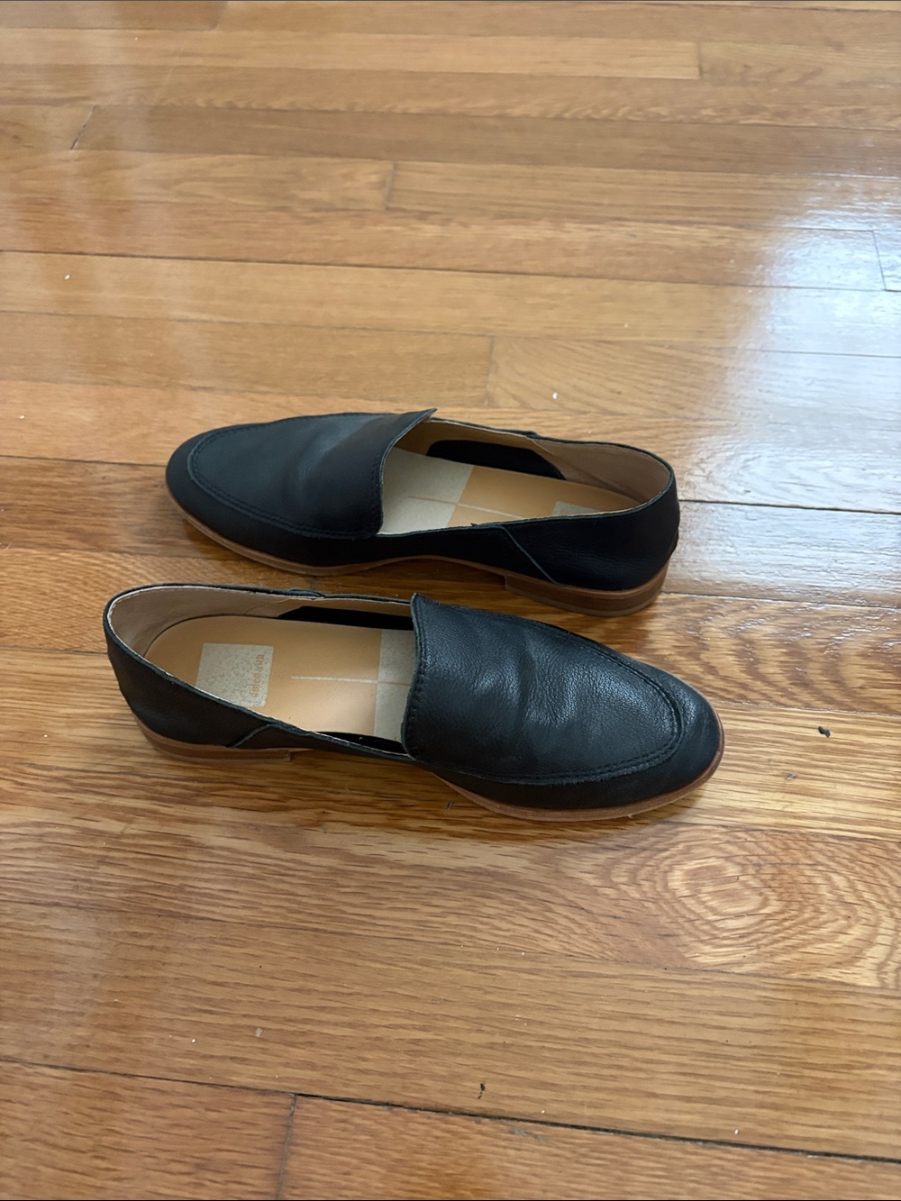 Women's Dolce Vita Black Leather Slip-On Loafers Size 7